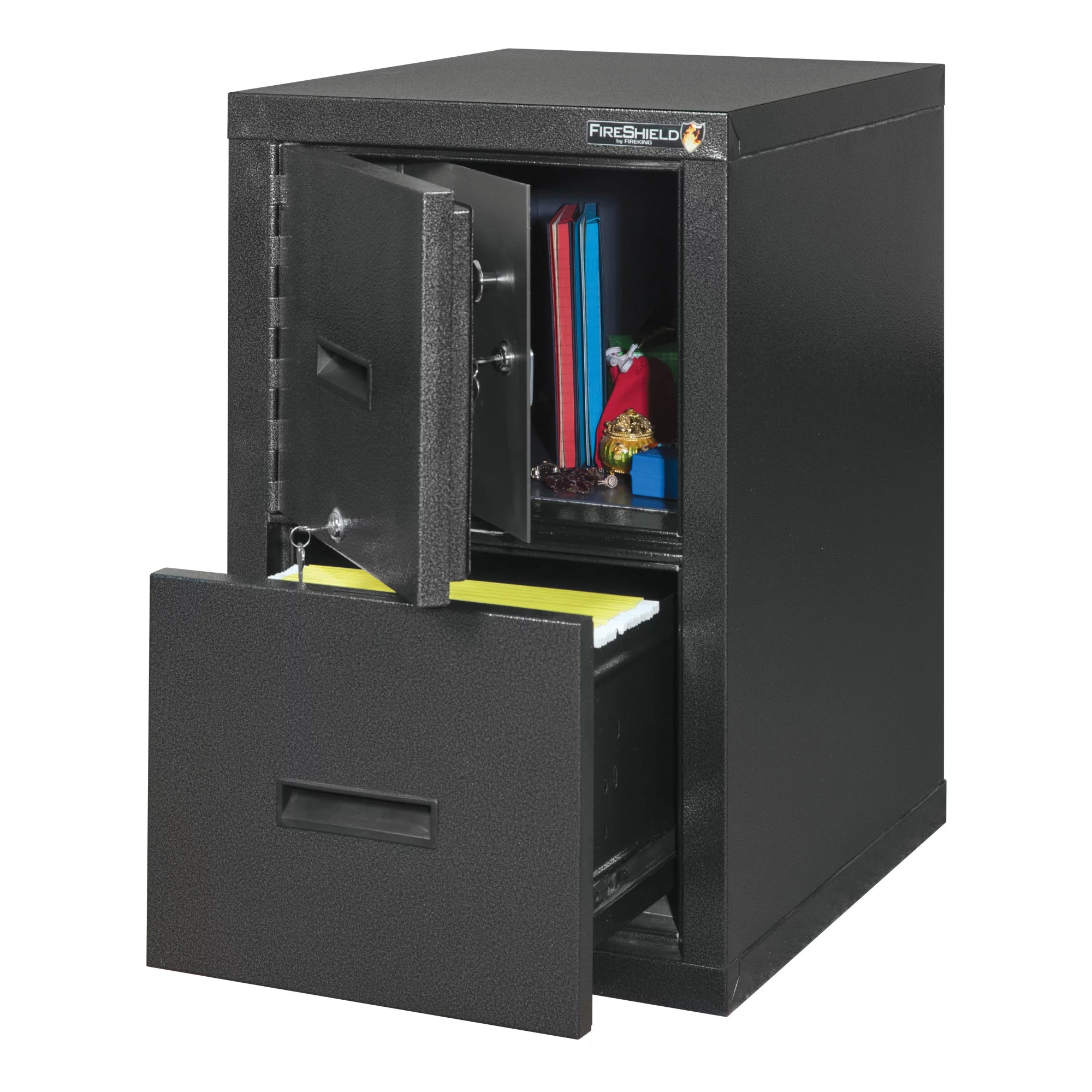 FireKing® FireShield 22"D Vertical 1-Drawer File Cabinet And Safe, Metal, Black Stone