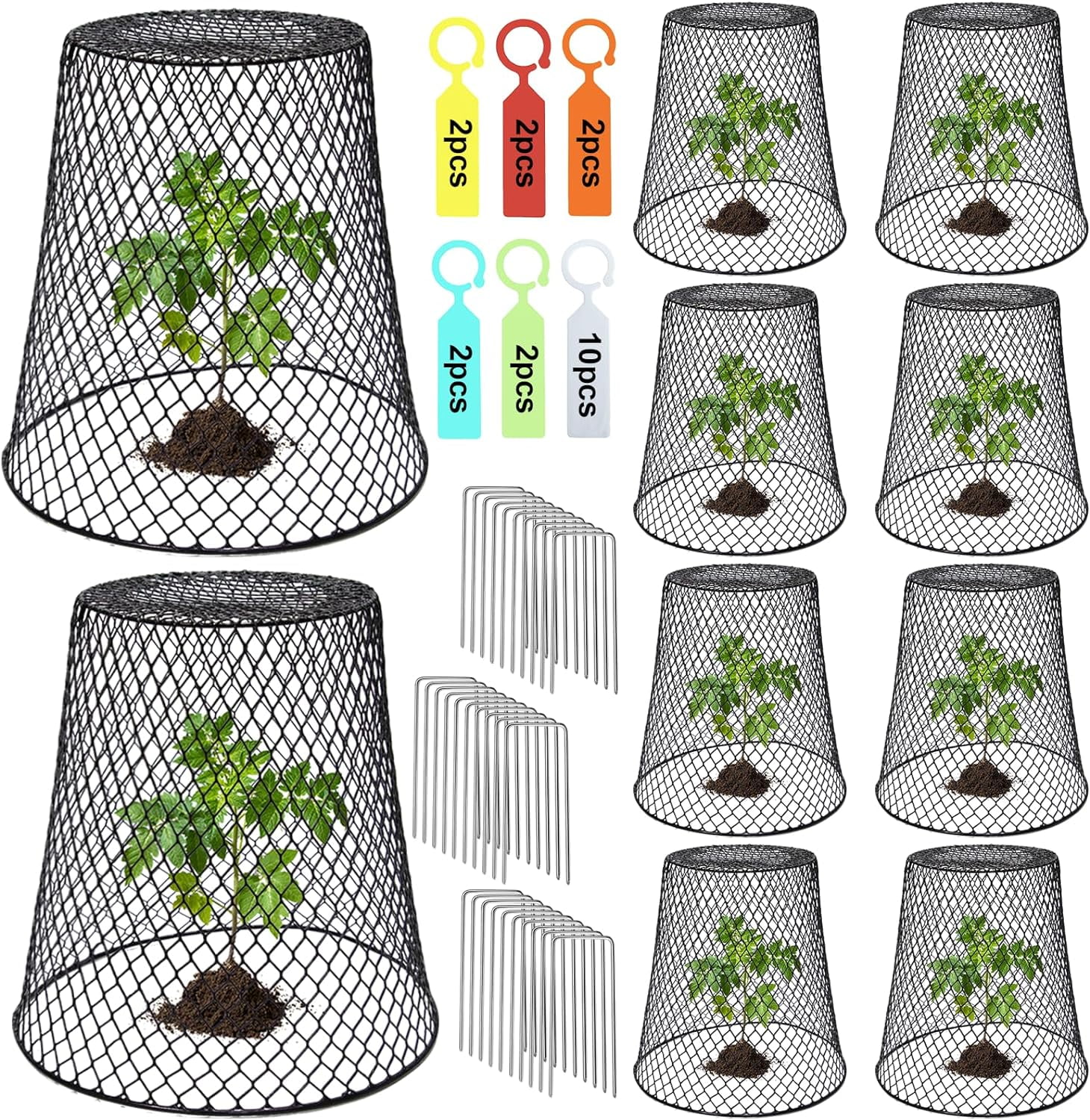 10 Pcs Chicken Wire Cloche Plant Covers Garden Netting Metal Heavy Duty Plant Protectors from Animals for Keeping Bunnies Chicken Squirrels Birds Other Out(9.13×9.13in) - Curated Treasures Market