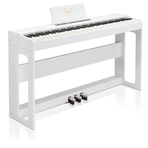 GLARRY Digital Piano 88-Key Home Full Weighted Hammer Heavy Action Digital Piano for All Experience Levels, Beginer, Portable Electric Keyboards Piano, Triple Pedals (Black)