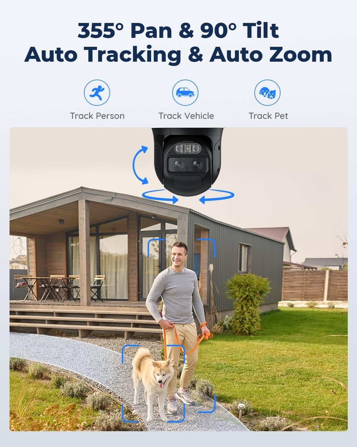 REOLINK Security Cameras Wireless Outdoor, Pan Tilt, Auto Tracking, 6X Hybrid Zoom, Solar Powered with 2K Color Night Vision, 2.4/5GHz WiFi, Local Storage, No Monthly Fee, Trackmix+Solar Panel