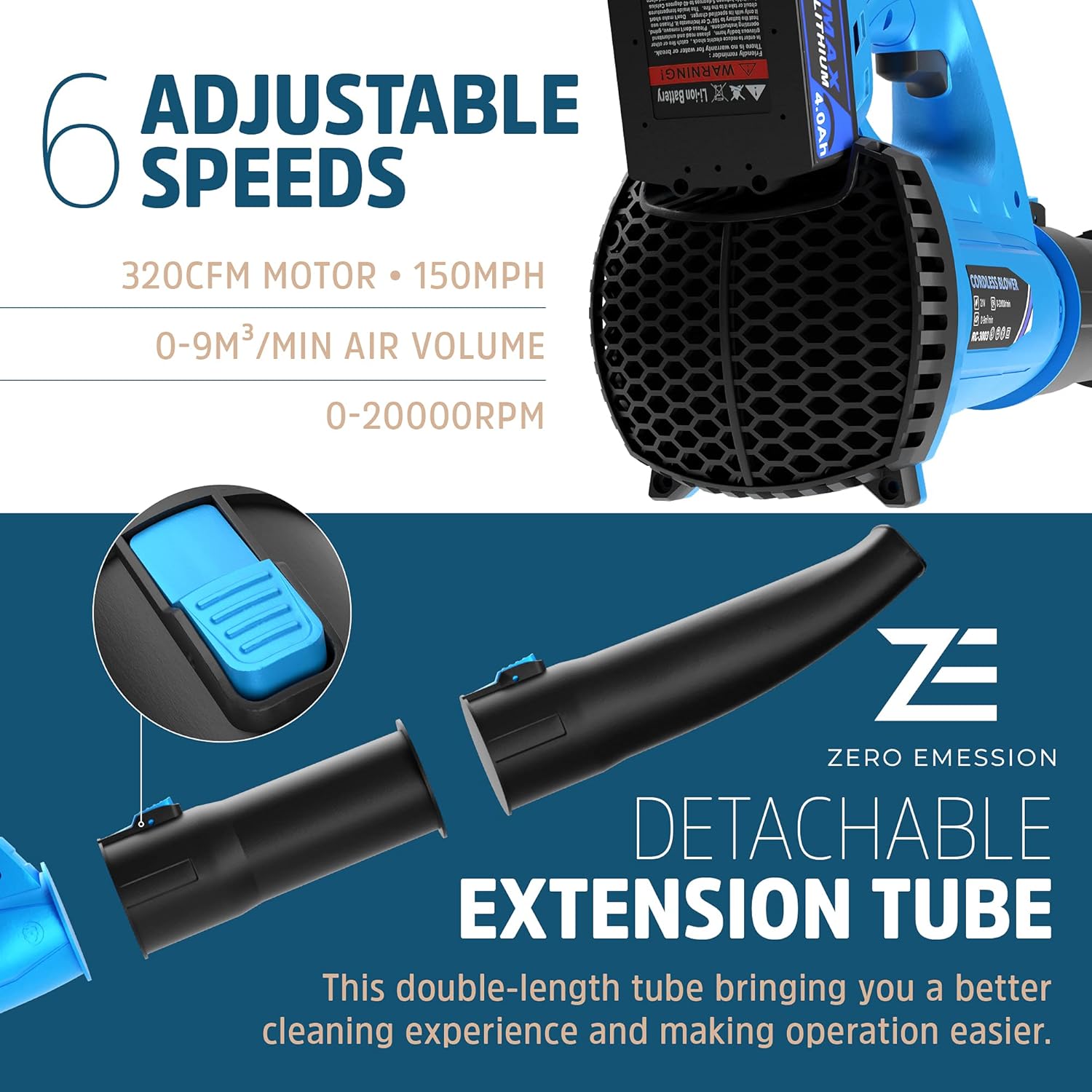 Expansion Wellness Leaf Blower - 320 CFM 150 MPH Cordless Sweeper & Jet Blower with 21V/4.0Ah Battery & Charger - Portable & Lightweight Leaf Blowers for Lawn Care & Snow Blowing