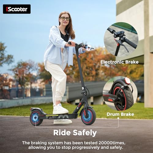 iScooter Electric Scooter for Adults, 18/12 Miles Long Range,22/19/18 Mph Top Speed, Commuting Electric Scooter with Cruise Control, Double Braking Systems Escooter for Adults and Teens