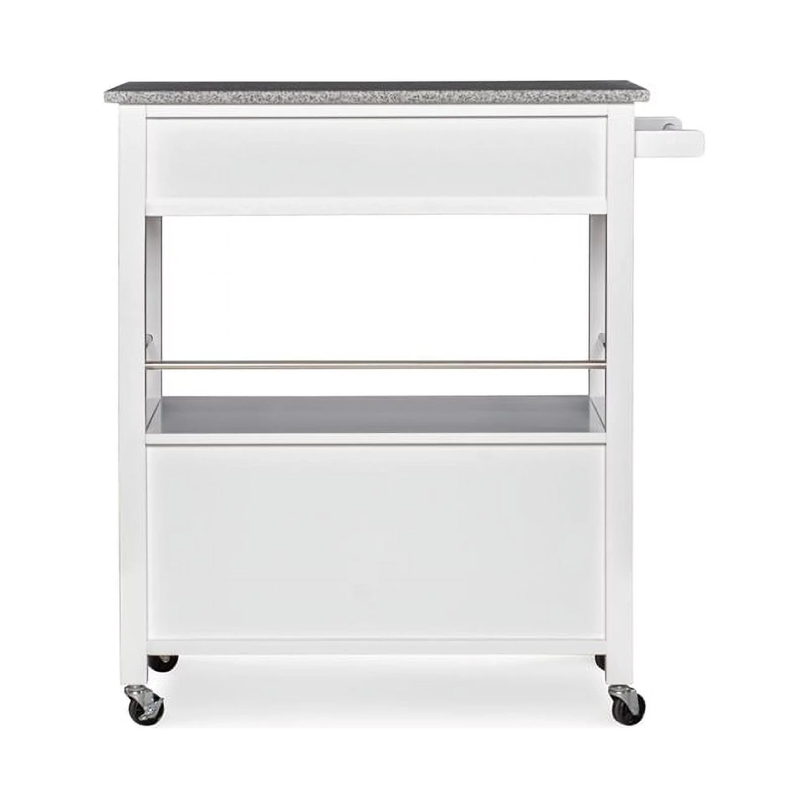 Riverbay Furniture Transitional Wood/Granite-Top Kitchen Cart in Bright White
