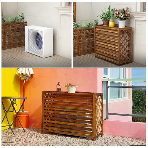 Outdoor Wooden Air Conditioner Cover, Flower Stand Privacy Fence Screen Privacy Screen Decorative Fence Panel, Ac Fence for Outside Unit, Trash Can Enclosure