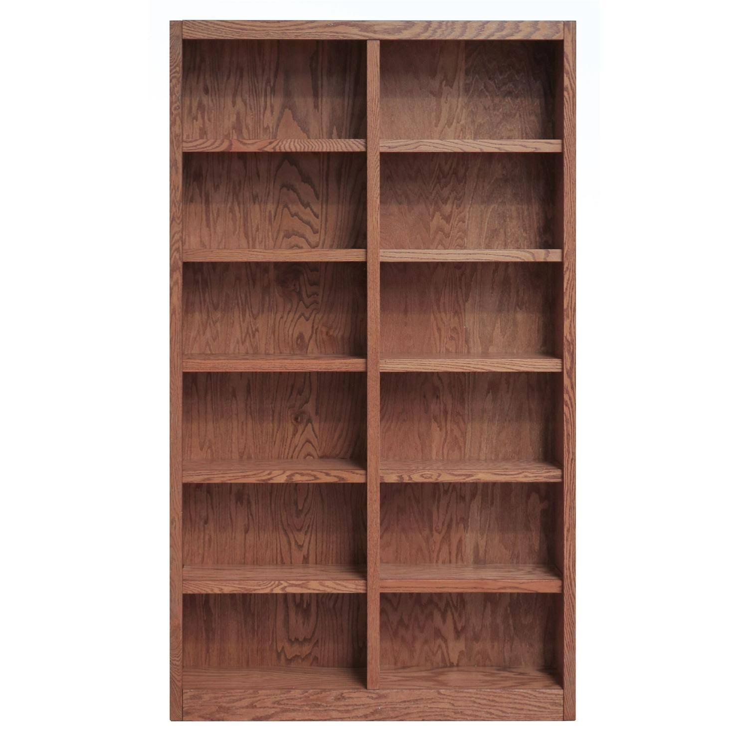 Concepts in Wood Double Wide Bookcase 12 Shelves Dry Oak