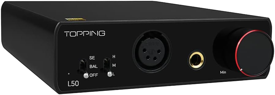 Topping L50 NFCA Headphone Amplifier 3500mWx3500mW HiFi SE/BAL Input Desktop Home Audio Amp 6.35mm 4 Pin XLR Iems Output Gain Switch 2 Channel Preamplifier (Black)