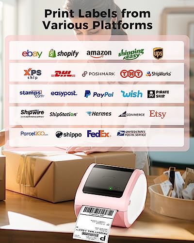 COLORWING Thermal Shipping Label Printer,D520 Bluetooth Thermal Label Printer for Small Business 4x6, Wireless Label Printer with A Label Bin Compatible with USPS,Amazon,Ebay,Etsy,Etc