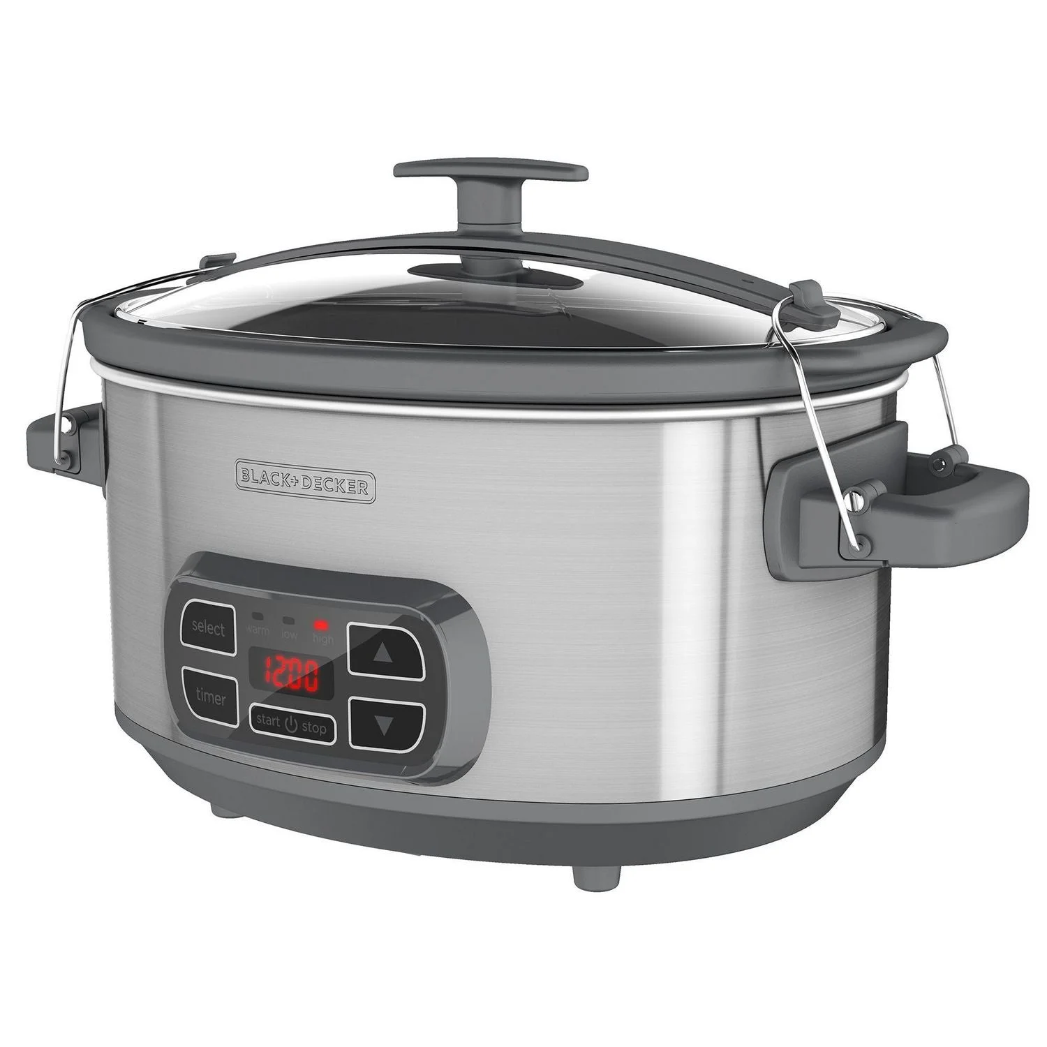 Black + Decker - Digital Slow Cooker with 7 Quart Capacity, Three Heat Settings, Stainless Steel