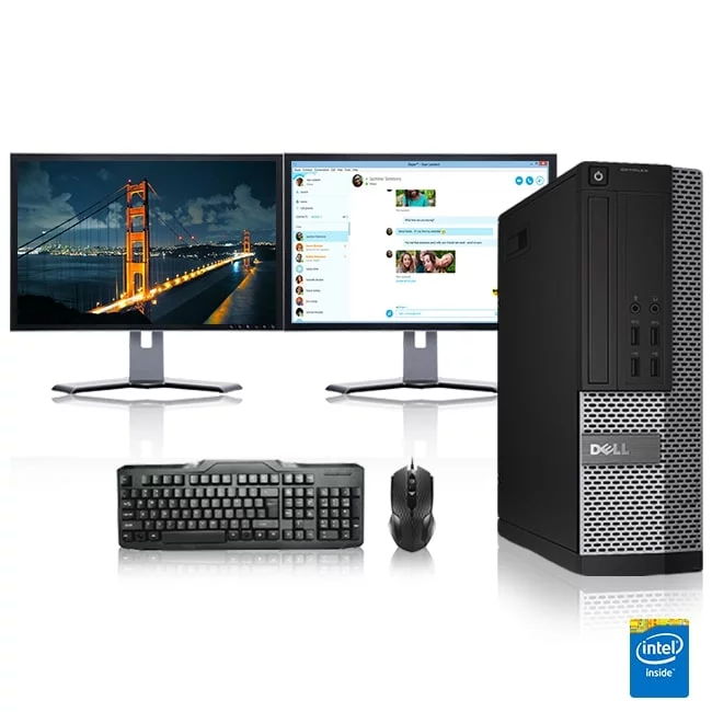 Restored Dell Optiplex Desktop Computer 3.0 GHz Core i5 Tower PC, 16GB, 250GB HDD, Windows 10 Home x64, 19" Dual Monitor , USB Mouse & Keyboard (Refurbished)