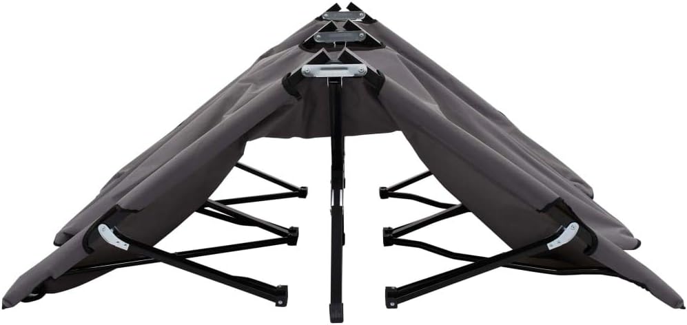 Two Person Folding Sun Lounger Gray Steellightweight balcony furniture Patio lawn camping sun tanning E4chaise pool lounge beach reading folding chairs for adults outdoor