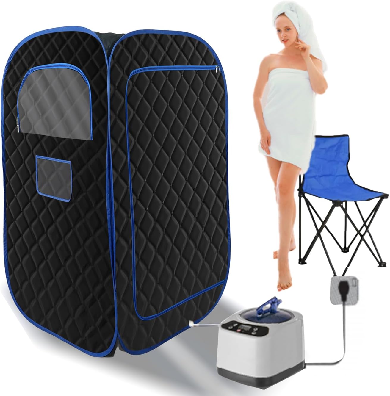 Portable Sauna for Home, Full Body Steam Sauna Room, Personal Sauna with 3 1000W Steam Generator, 9 Temperature Settings, Foldable Chair, Remote Control Included