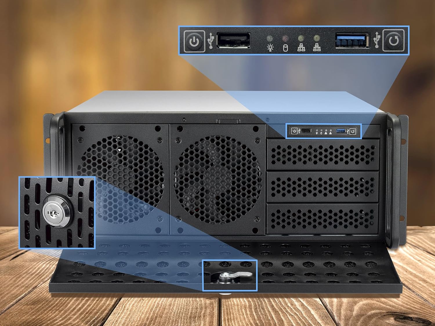 Rosewill 4U Server Chassis 11 Bay Server Case 8X 3.5 + 3X 5.25 HDD, E-ATX, Rackmount Server Case, Include Front 5X 120mm Fans Rear 2X 80mm Fans Metal Rack Mount Computer Case 25 Deep, RSV-L4000U