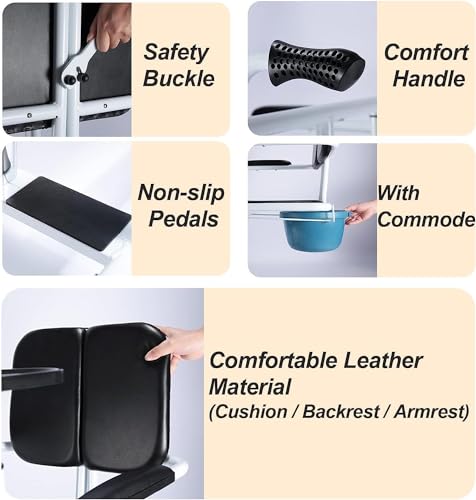 Hydraulic Patient Lift Transfer Chair for Home, Portable Transfer Nursing Chair Lifter W/ 180° Split Seat, with Toilet and Tray Table, for Nursing Elderly, Load 440Lbs Transfer Wheelchair.