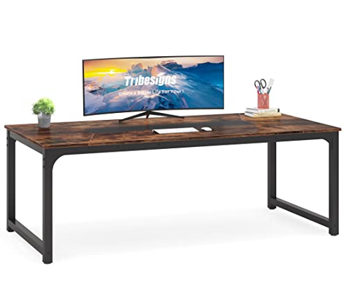 Tribesigns Modern Computer Desk, 63 x 31.5 inch Large Executive Office Desk Computer Table Study Writing Desk Workstation for Home Office, Spliced Desktop, White