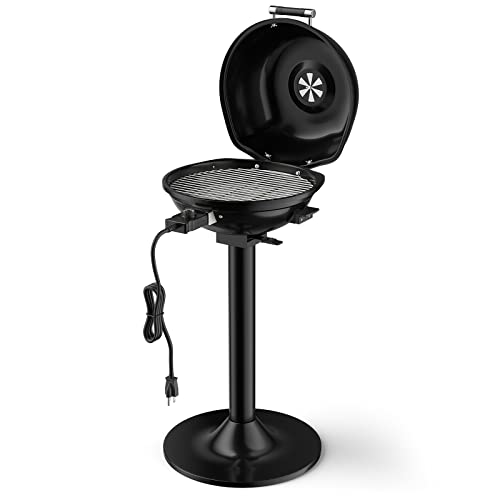 Giantex Electric BBQ Grill - 1600 Watts Portable Standing Grill with Removable Non-Stick Grilling Rack, Adjustable Temperature, Indoor & Outdoor Grill for Picnic Party, Camping