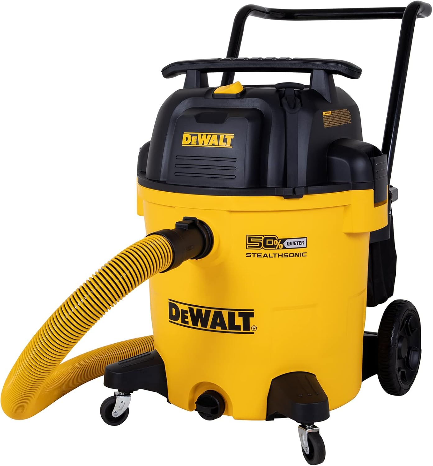 DEWALT 16 Gallon STEALTHSONIC Poly Wet/Dry Vacuum, DXV16P-QTA Newest Noise Reduction Vac, Heavy Duty Shop Vacuum for Jobsite/Workshop, Reduce Motor Noise, Yellow