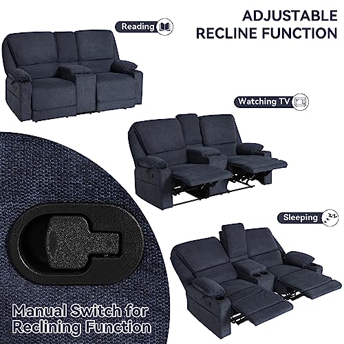 Loveseat Recliner RV Sofa, 2 Seater Couch Recliner Couch Manual Reclining Sofa Loveseat Couch Living Room Furniture (Light Grey, Loveseat)