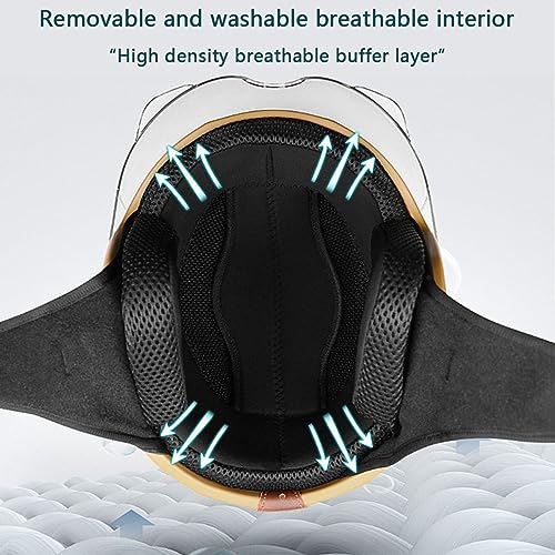Built-in Bluetooth Motorcycle 3/4 Helmet, Leather Vintage Motorbike Open Face Half Helmet, DOT Approved Scooter Cruiser Jet Moped Electric Half Face Helmet Men Women Vespa Retro Helmet