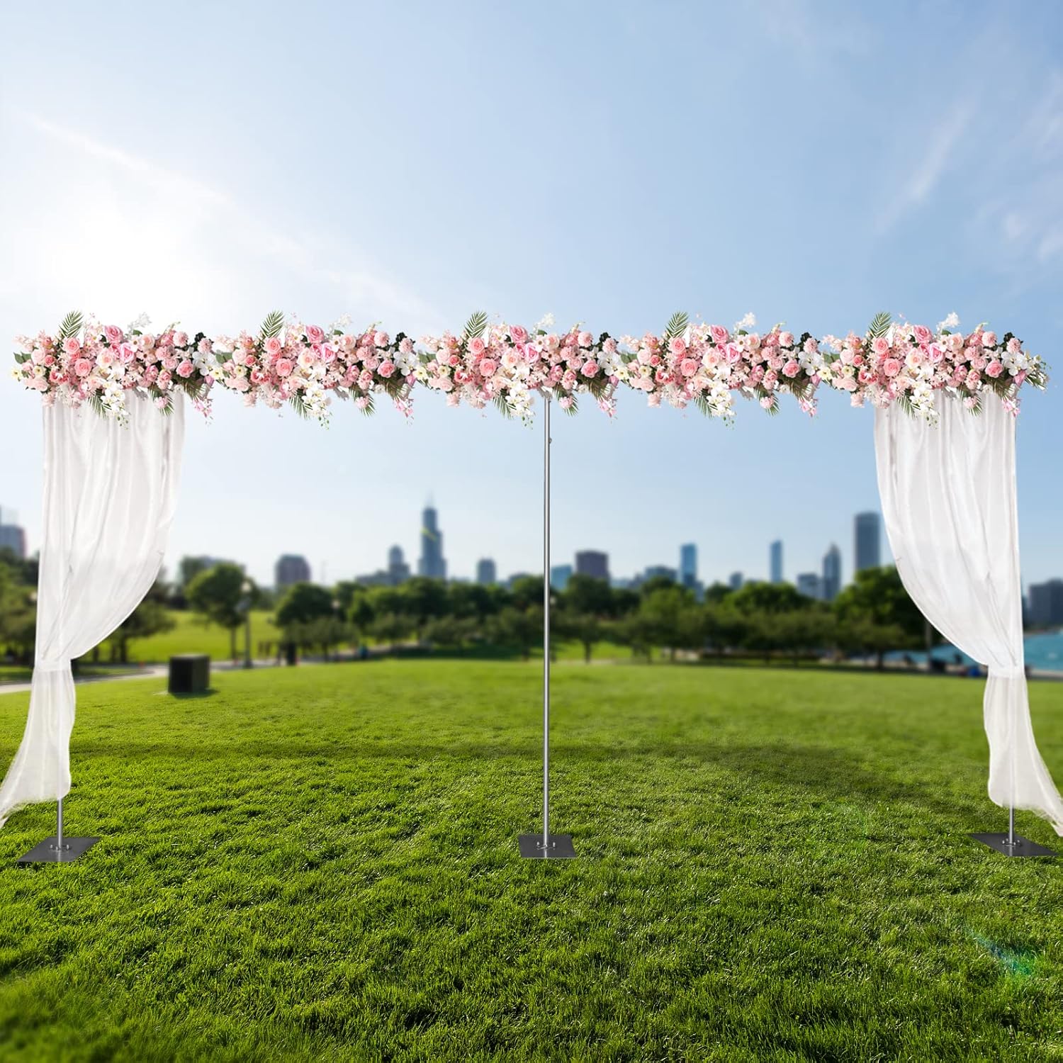 10 x 20ft Pipe and Drape Backdrop Stand Kit, Heavy Duty Stand with Metal Steel Base Adjustable Photography Background Frame for Parties, Photo Video Studio, Wedding