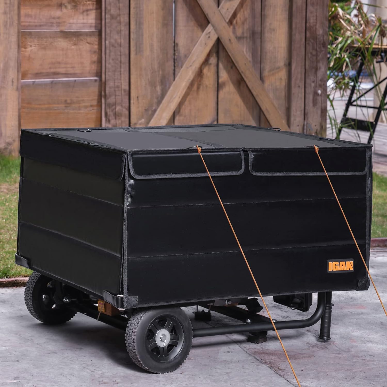 IGAN Generator Tent Running Cover Pro-Max, Ultra Heavy Duty Tarpaulin Enclosure with Windproof Kit, Portable All-Weather Generator Rain Shelter for Most 3500w-12000w generators, Black