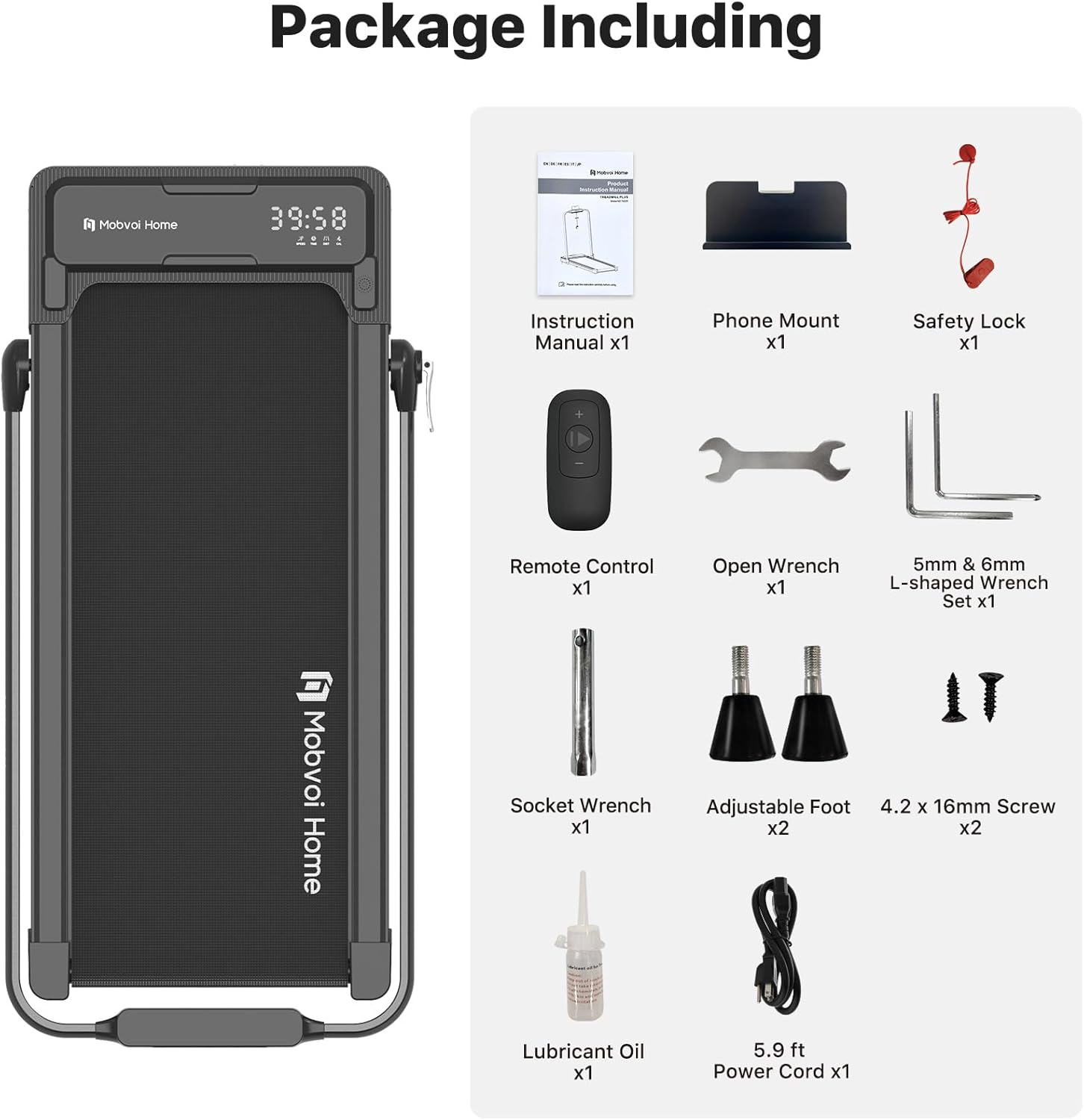 Mobvoi Home Treadmill Plus 3 in 1 Folding Treadmill Walking Pad 2.5HP Compact Under Desk Running Walking Machine for Home Office Remote Control LED Display Speaker Large Running Area 265LBS 7.6 MPH