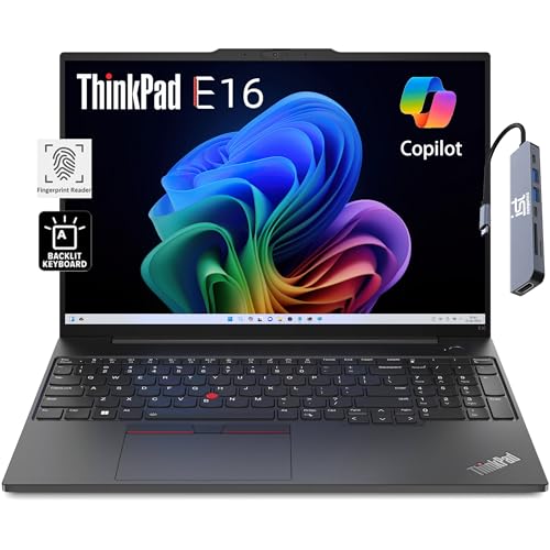 Lenovo ThinkPad E16 Business Laptop (16" FHD+, AMD Ryzen 5 7530U (> i7-1165G7), 16GB RAM, 512GB SSD) Fingerprint, Backlit, 1080p Webcam, IST Hub, Wi-Fi 6, Ethernet, Win 11 Pro w/AI Copilot, Black