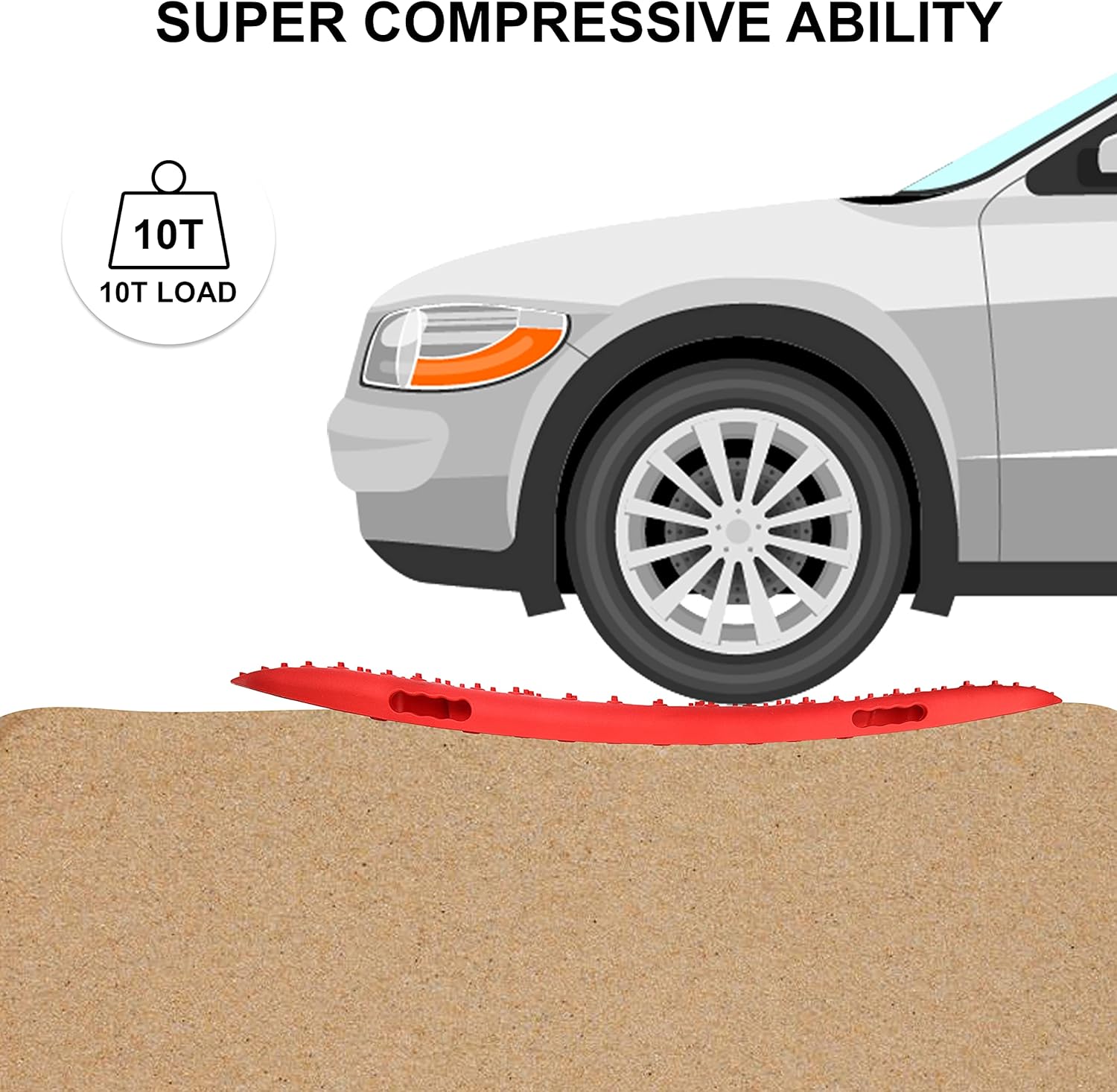 YIYITOOLS Recovery Traction Tracks 2 Piece, Tire Traction Mats for Off Road Mud Sand Snow, 4WD Tire Ladder Lift Mat for Cars Trucks SUVs Vehicle Extraction, Red