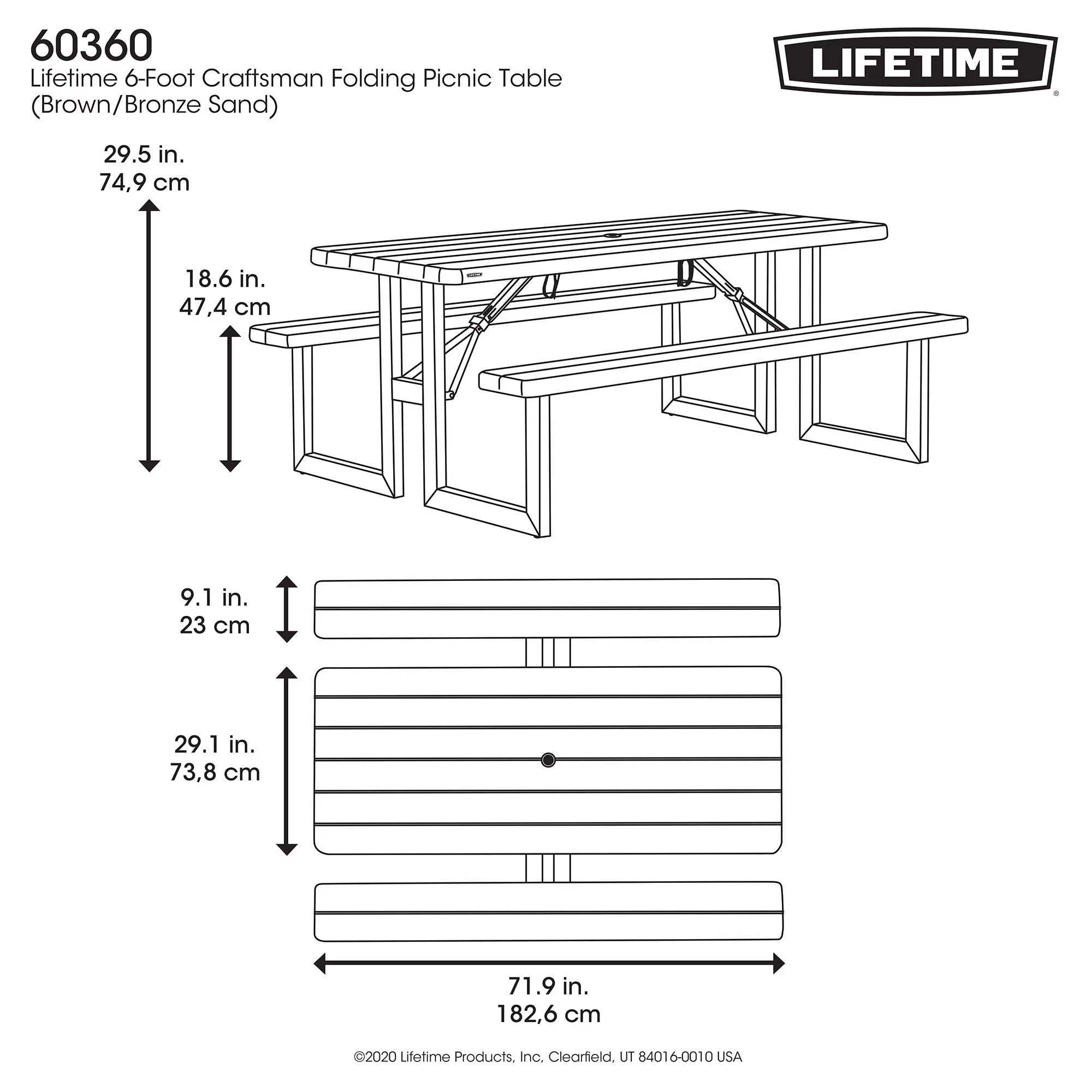 Lifetime 6-Foot Craftsman Folding Picnic Table