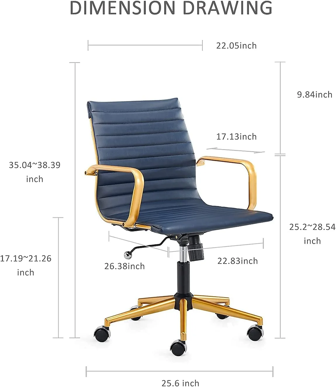 Executive Office Chair Office Chair Rolling Office Chair With Back Support Ergo Office Chair With Caster Wheels Office Chair For Heavy People 320Lbs Swivel Office Chair (GD-Blue)