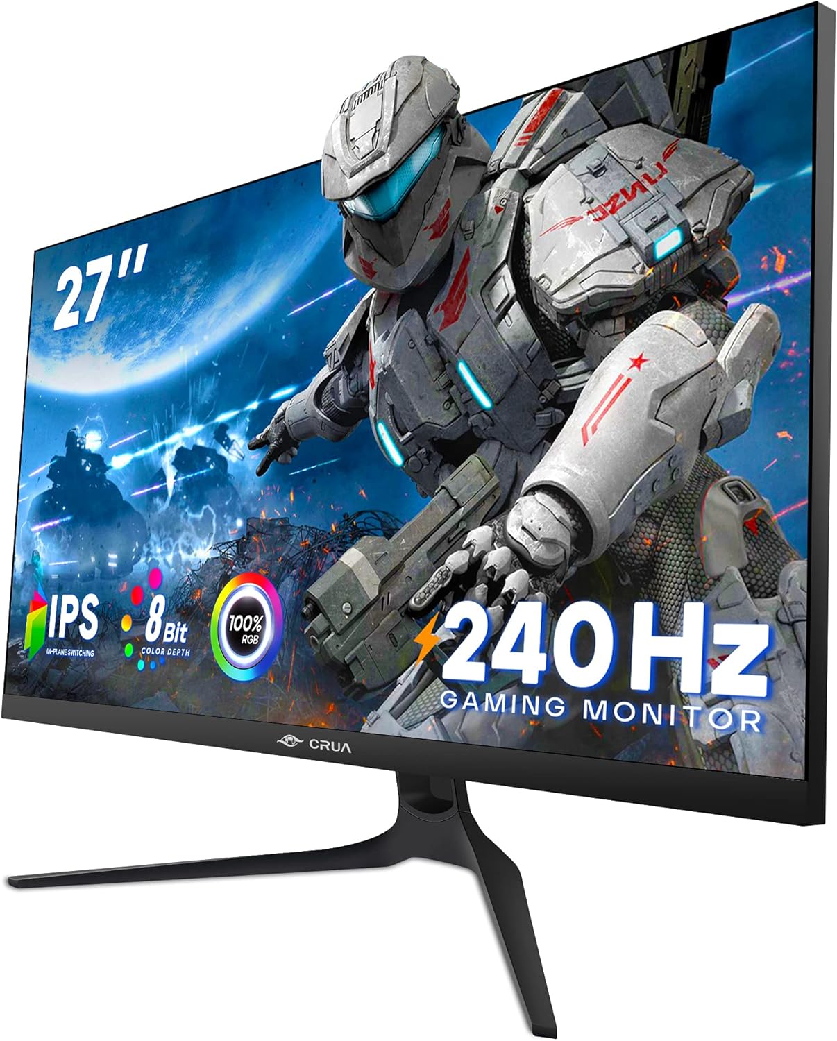 CRUA 27 inch 240hz IPS Gaming Monitor, Full HD Frameless 100% sRGB PC Monitor, 1080P Eye Care Computer Monitor, 1ms Response Time with FreeSync and Low Motion Blur, VESA, DisplayPort, HDMI