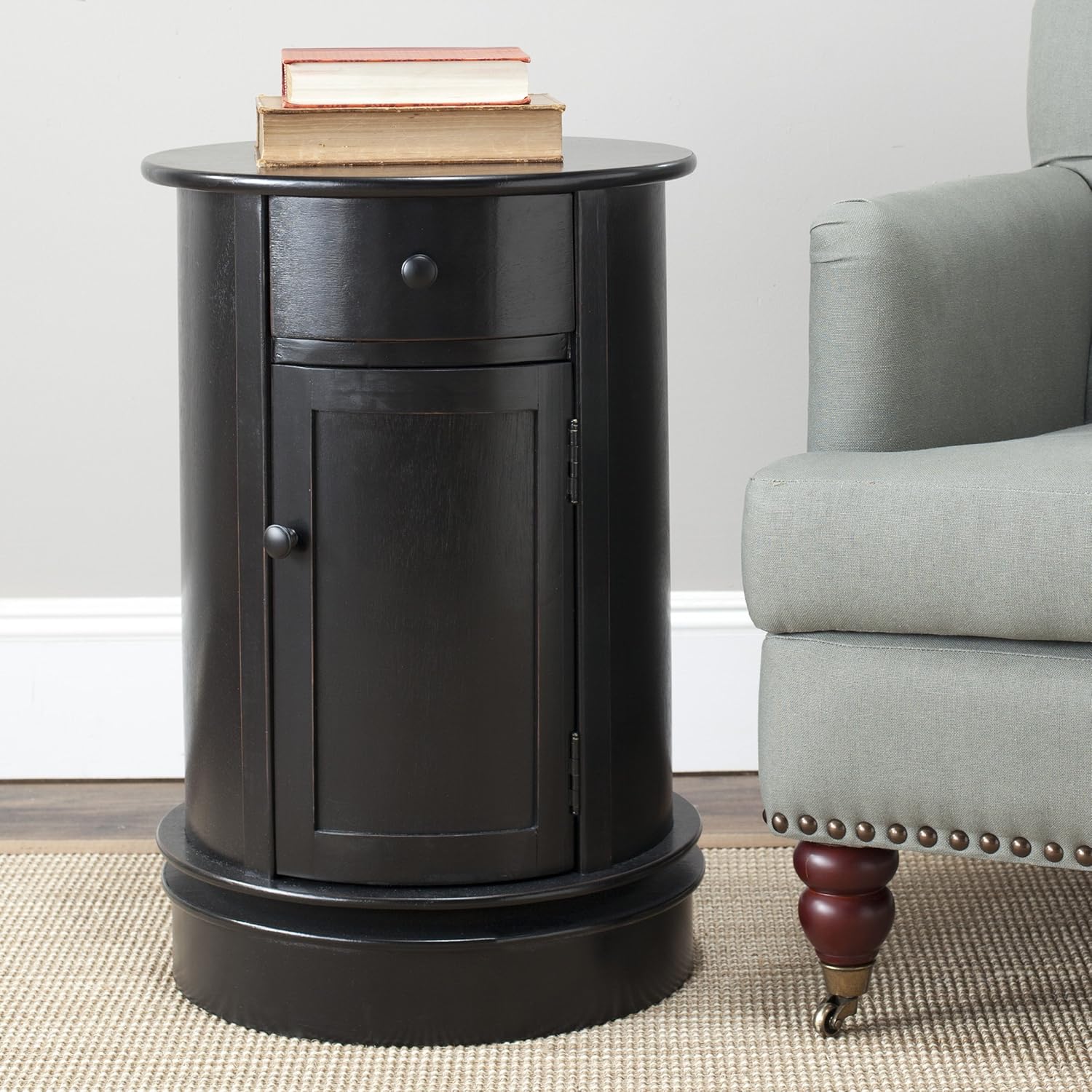 Safavieh American Homes Collection Tabitha Dark Cherry Oval Swivel Storage End Table