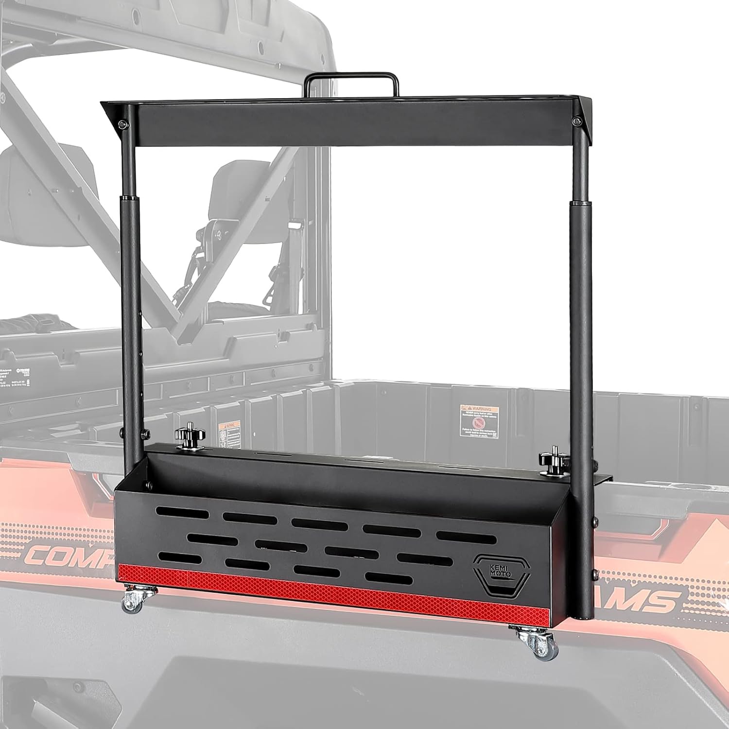 Ranger Tool Rack, kemimoto Cargo Rack with Wheels for Move Conveniently, Aluminum Bed Storage Rack Compatible with Polaris Ranger 500 570 800 900 XP 1000 Crew