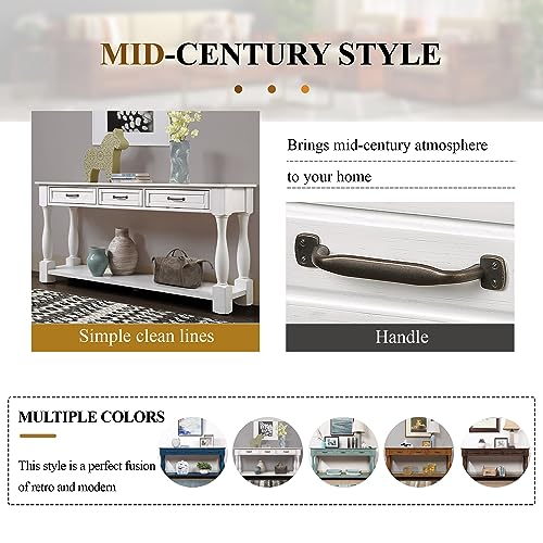 Merax Long Console Table with 3 Drawers and 1 Bottom Shelf, 63" Sofa Table for Entryway, Light Espresso