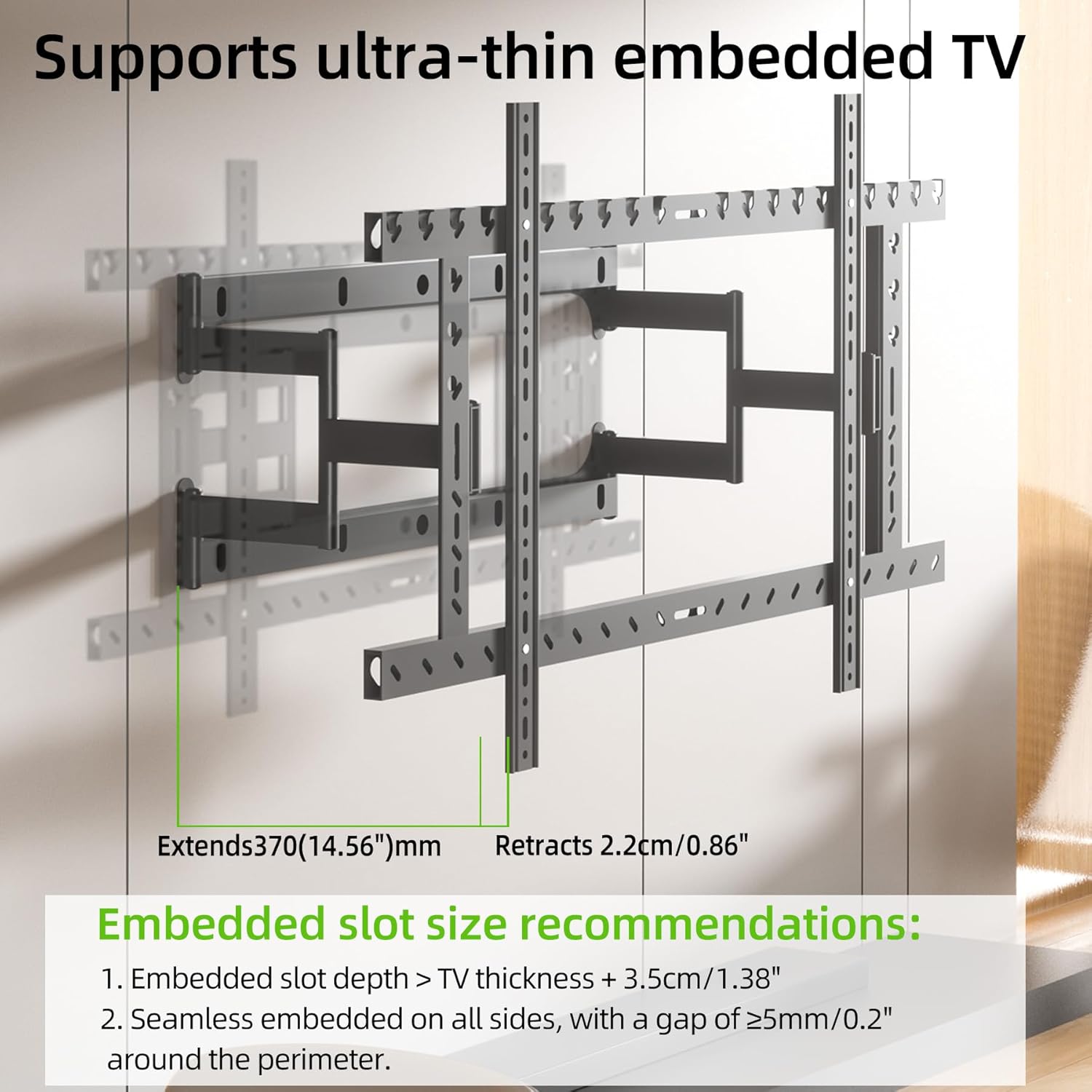 98 Heavy Duty 55 to 120 inch Extra Large Screen TV Articulating Ultrathin Wall Mount for LCD Flat and Curved Screens, Extended Arm Swivel Mount, Max VESA 1000x600mm, Up to 176.4lbs DY1020L