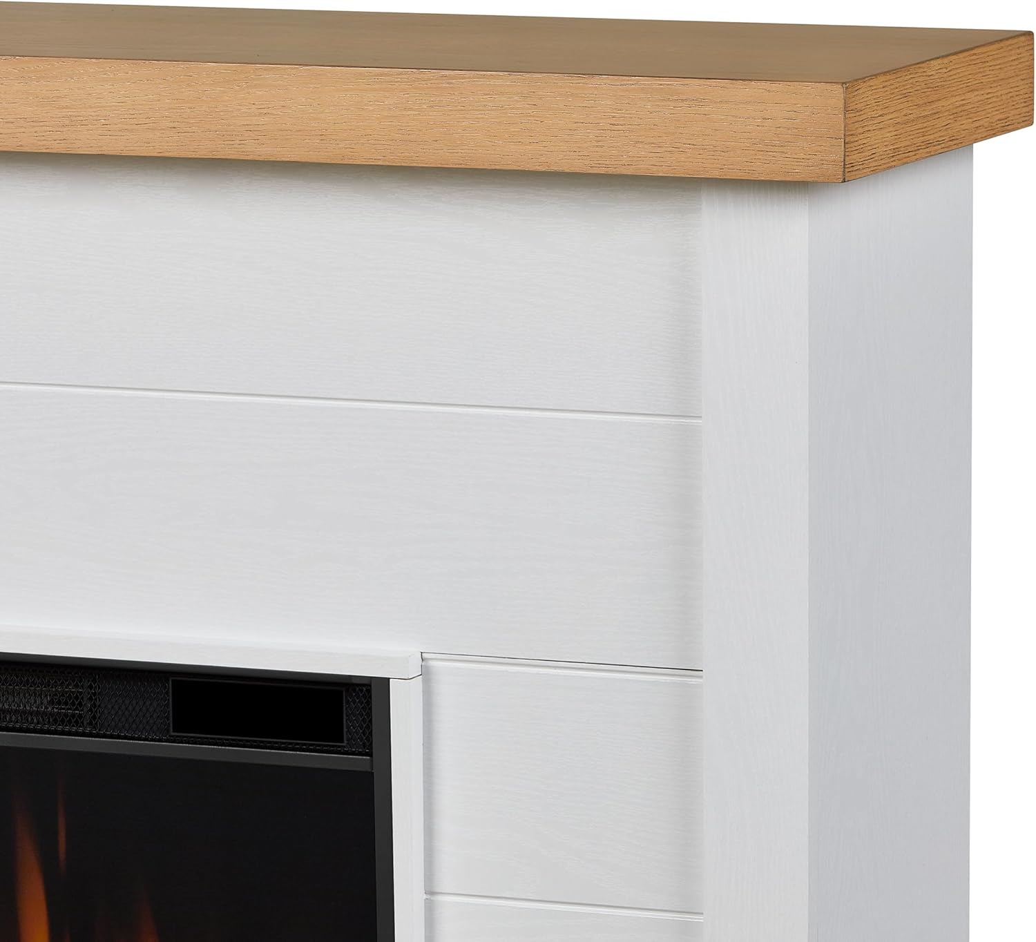 Real Flame Marshall 49" Slim Electric Fireplace with Mantel for Living Room or Bedroom, Replaceable Fireplace Insert Heater, Realistic Log and Flame Effect, Remote Control, White