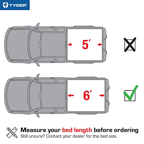 Tyger Auto T3 Soft Tri-fold Truck Bed Tonneau Cover Compatible with 2005-2021 Nissan Frontier; 2009-2012 Suzuki Equator | 6' (73") Bed | TG-BC3N1029, Black