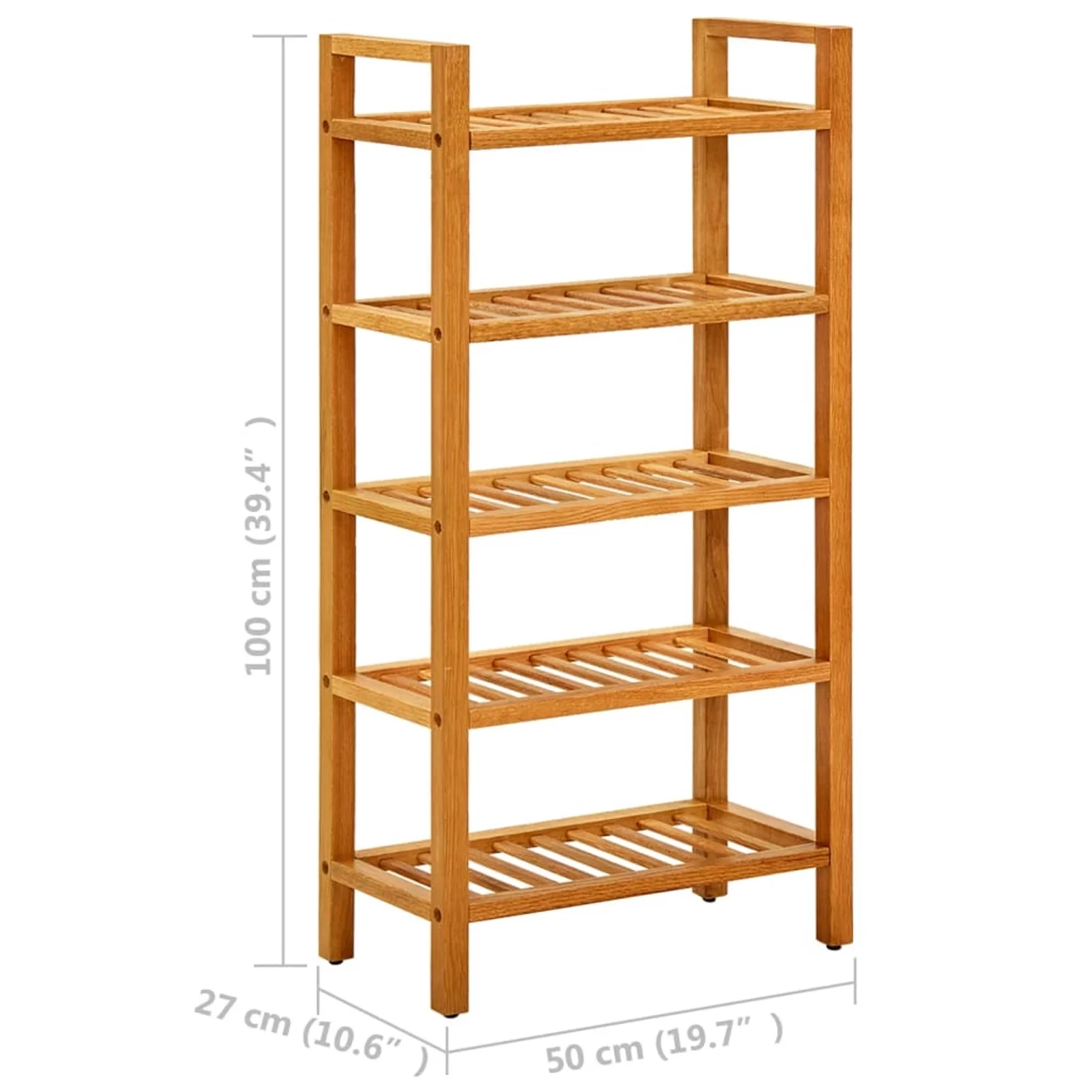moobody 5-Tier Wooden Shoe Rack with Storage Shelves Oak Wood Free Standing Shoe Storage Organizer for Bedroom, Entryway, Hallway Home Furniture 19.6 x 10.6 x 39.3 Inches (W x D x H)