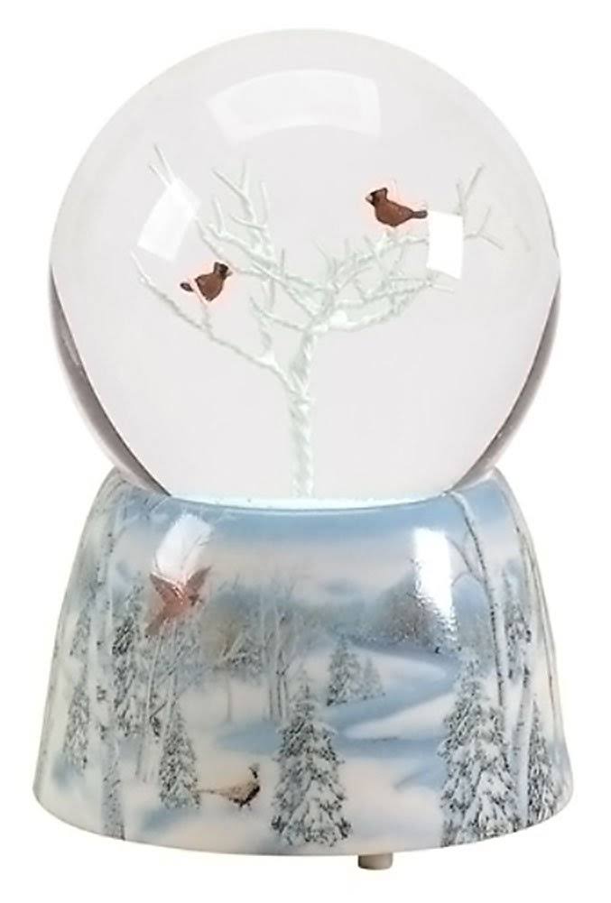 Roman Winter Cardinals 75mm Musical Snow Globe Glitterdome