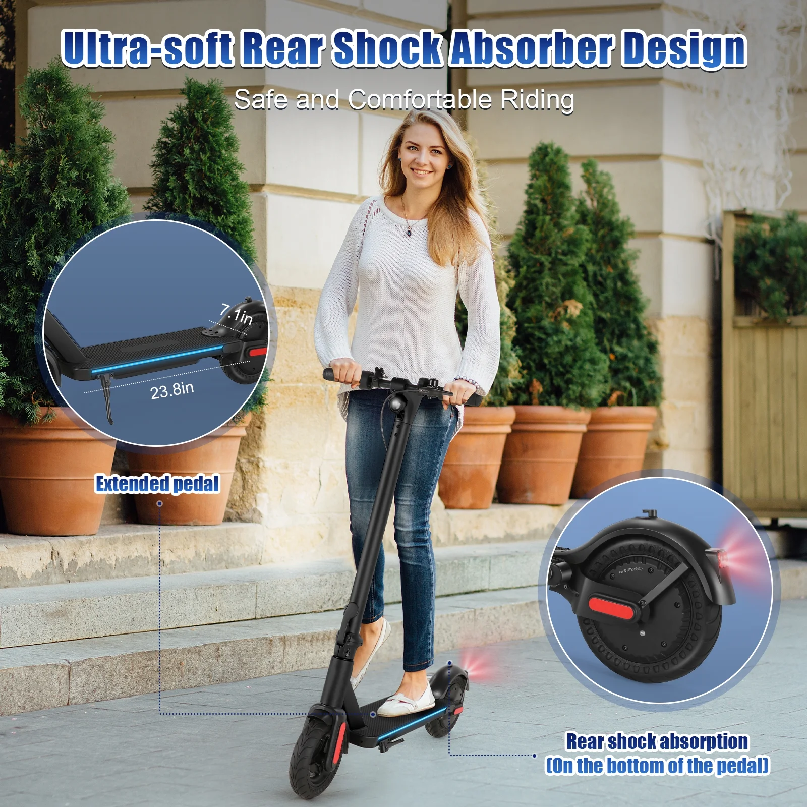 500W Foldable Electric Scooter for Adults 10" Electric Kick Scooter, Max 20 mph & 20 mile Range Commuting E-Scooter, Dual Brakes, 3 Speed Modes, Wide Pedal Portable & Cruise Control