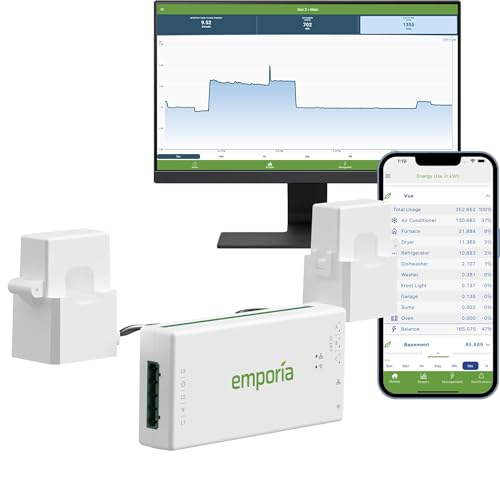 Emporia Gen 3 Smart Home Energy Monitor with 16 50A Circuit Level Sensors | Home Energy Automation and Control | Real Time Electricity Monitor/Meter | Solar/Net Metering