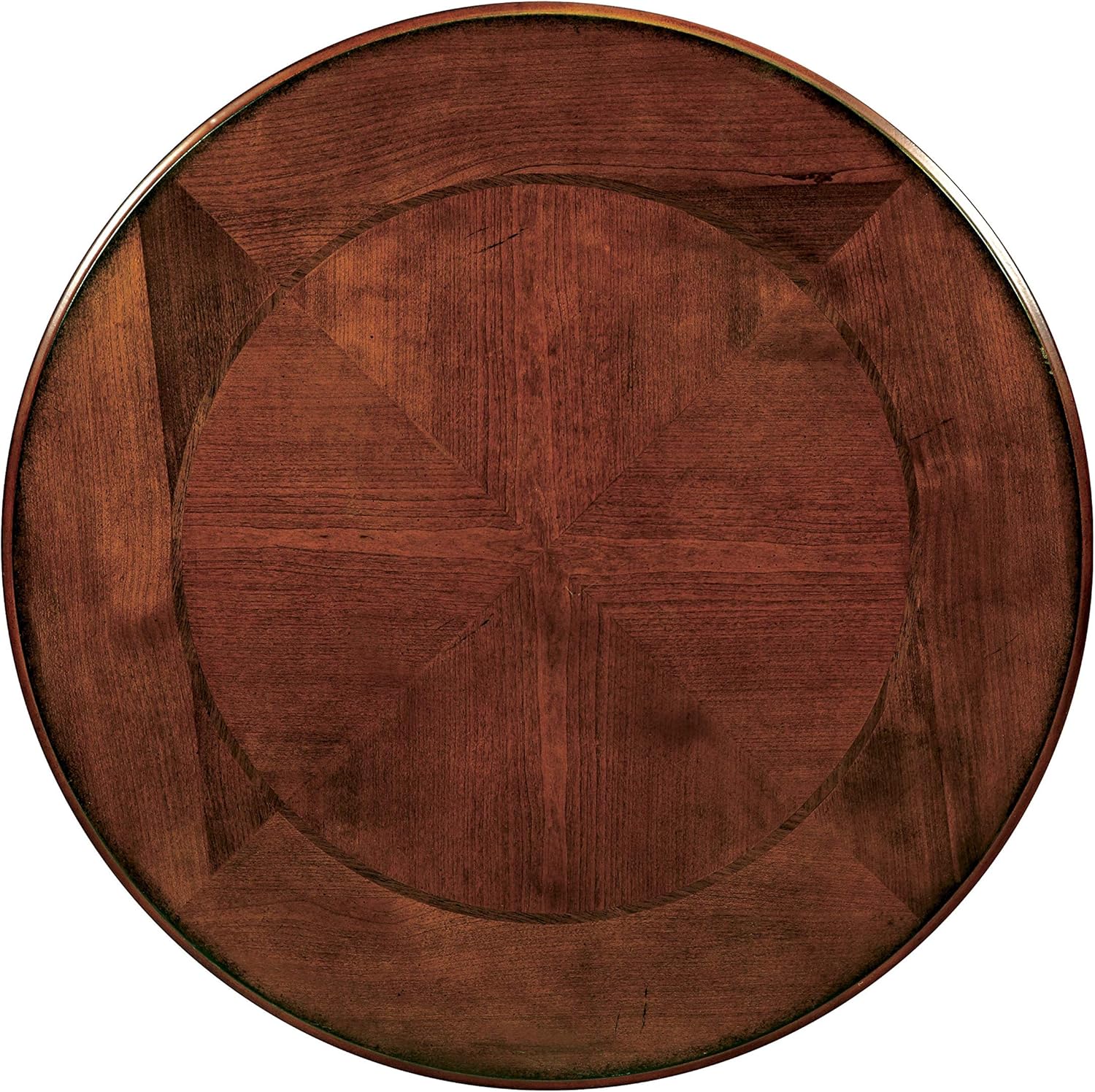 Elegant Round Top End Table Brown Traditional Transitional Oval Metal Wood Cherry Finish Includes Hardware Shelf