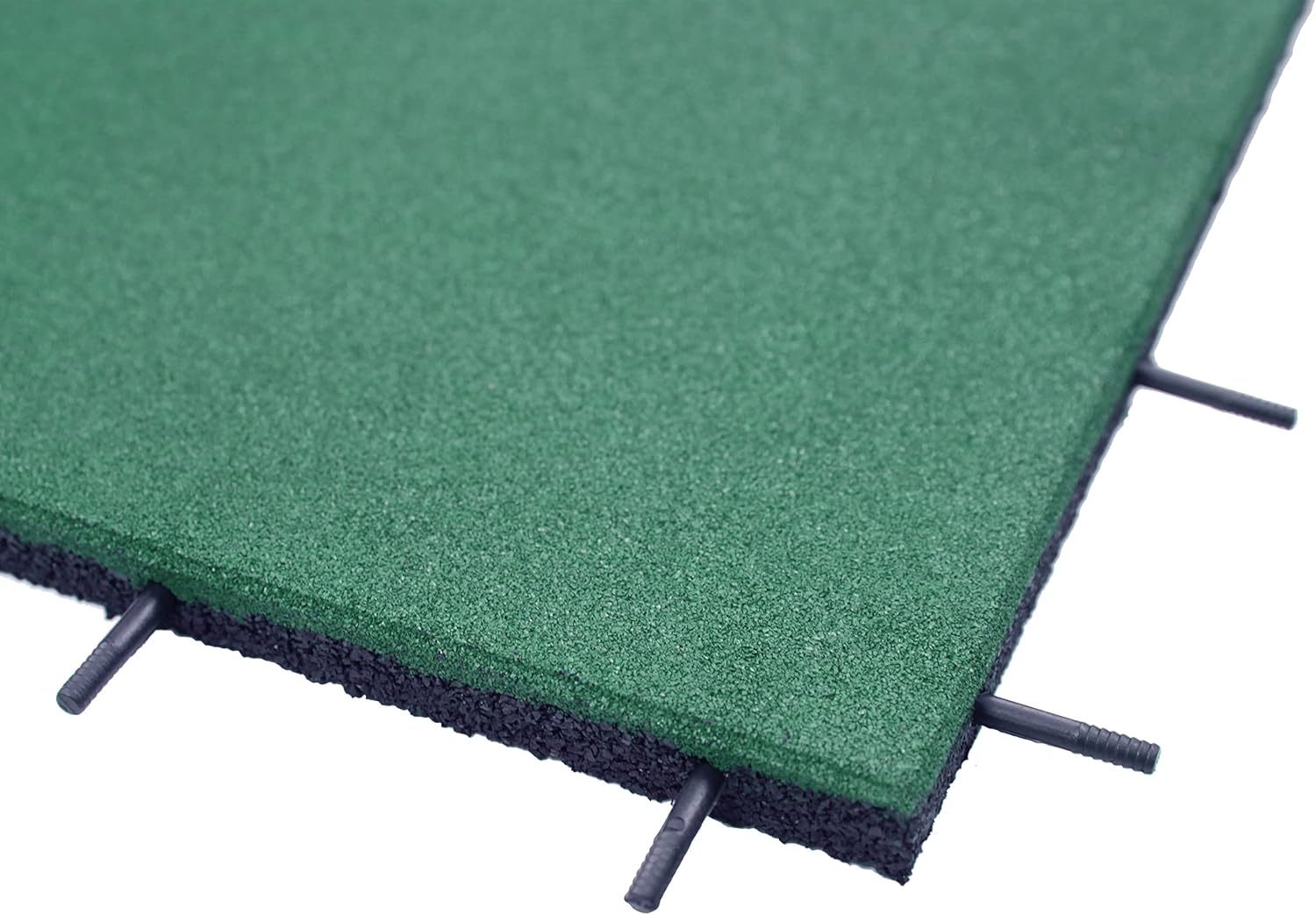 RevTime Easy DIY Interlocking Outdoor Rubber Tiles 20" x 20" x 1&rdquo; Thick for Playground Use, Outdoor Gym Floor, Sports Deck, Backyard Play Area, Safety Rubber Paver (Pack of 4) Green