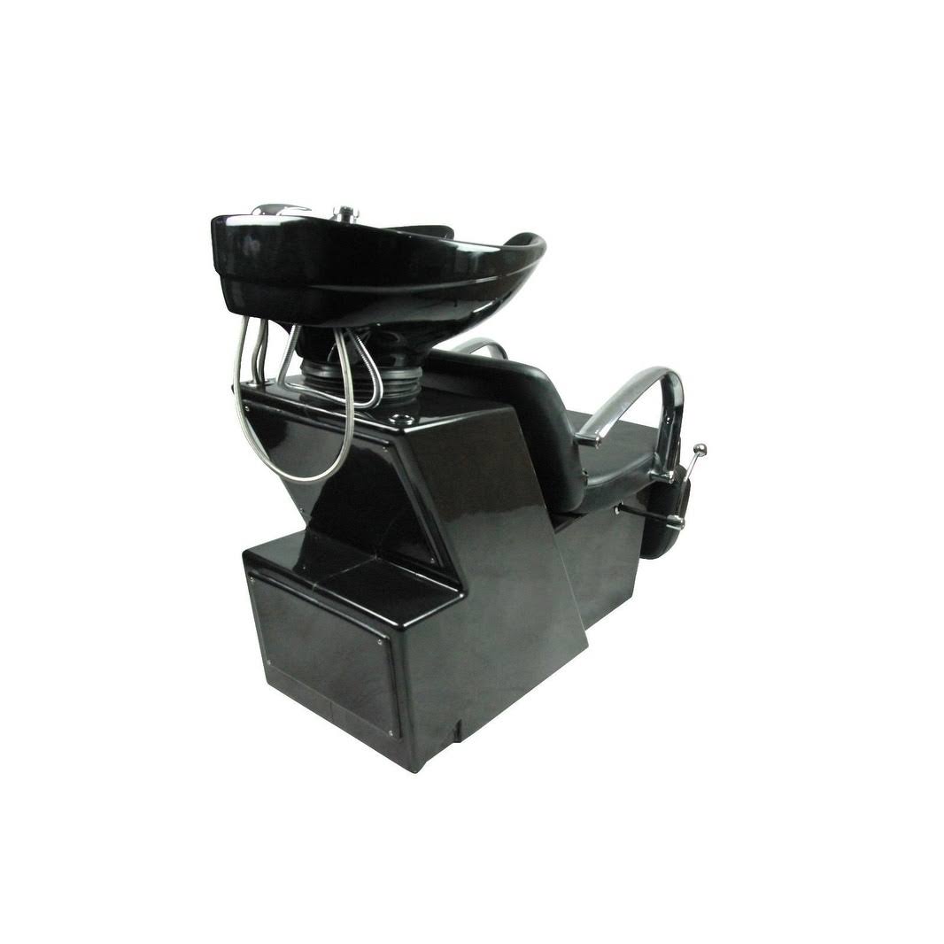 Barberpub Backwash Ceramic Shampoo Bowl Sink Chair, Black