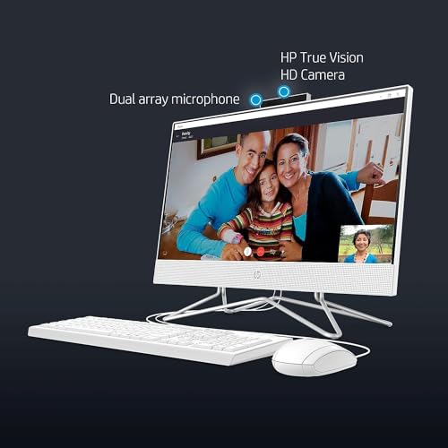HP 21.5 inch All-in-One Desktop PC, 1080P FHD Display, 16GB RAM, 1TB PCIe SSD, Intel Dual-Core Celeron Processor, Windows 11 Pro, Webcam, WiFi, HDMI, RJ-45, Wired Keyboard & Mouse, w/WOWPC Bundle