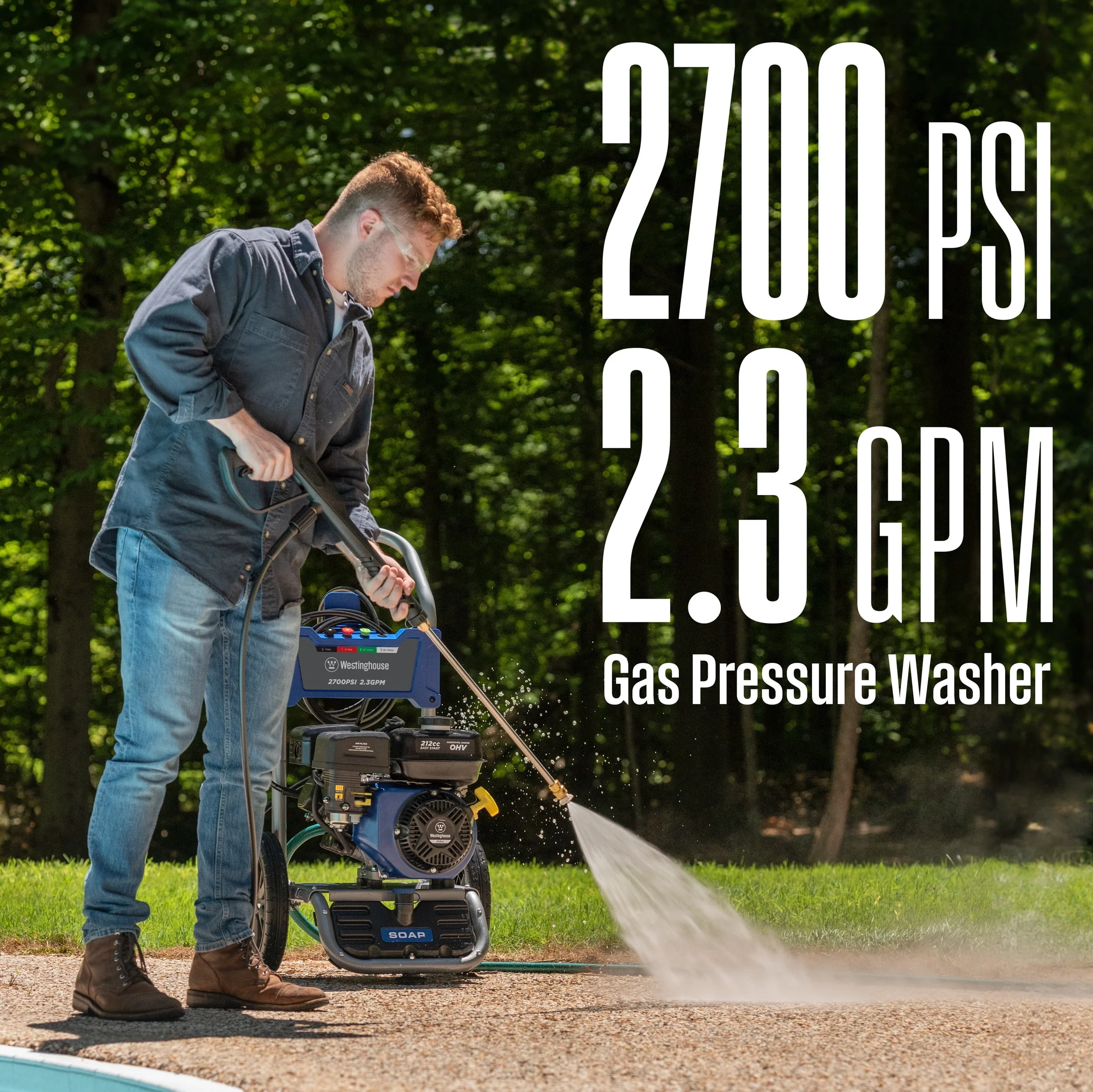 Westinghouse 2700-PSI, 2.3- GPM Gas Pressure Washer with 4 Nozzles & Soap Tank