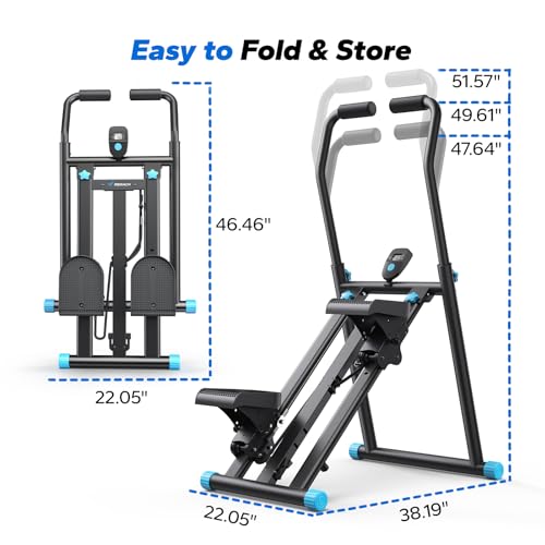 MERACH Stair Stepper for Home Gym Exercise, New Version Vertical Climber Machine for Full-Body Workout, Compact Folding Cardio Exercise Climber with Extended Step Range, Adjustable Handlebar & Pedals