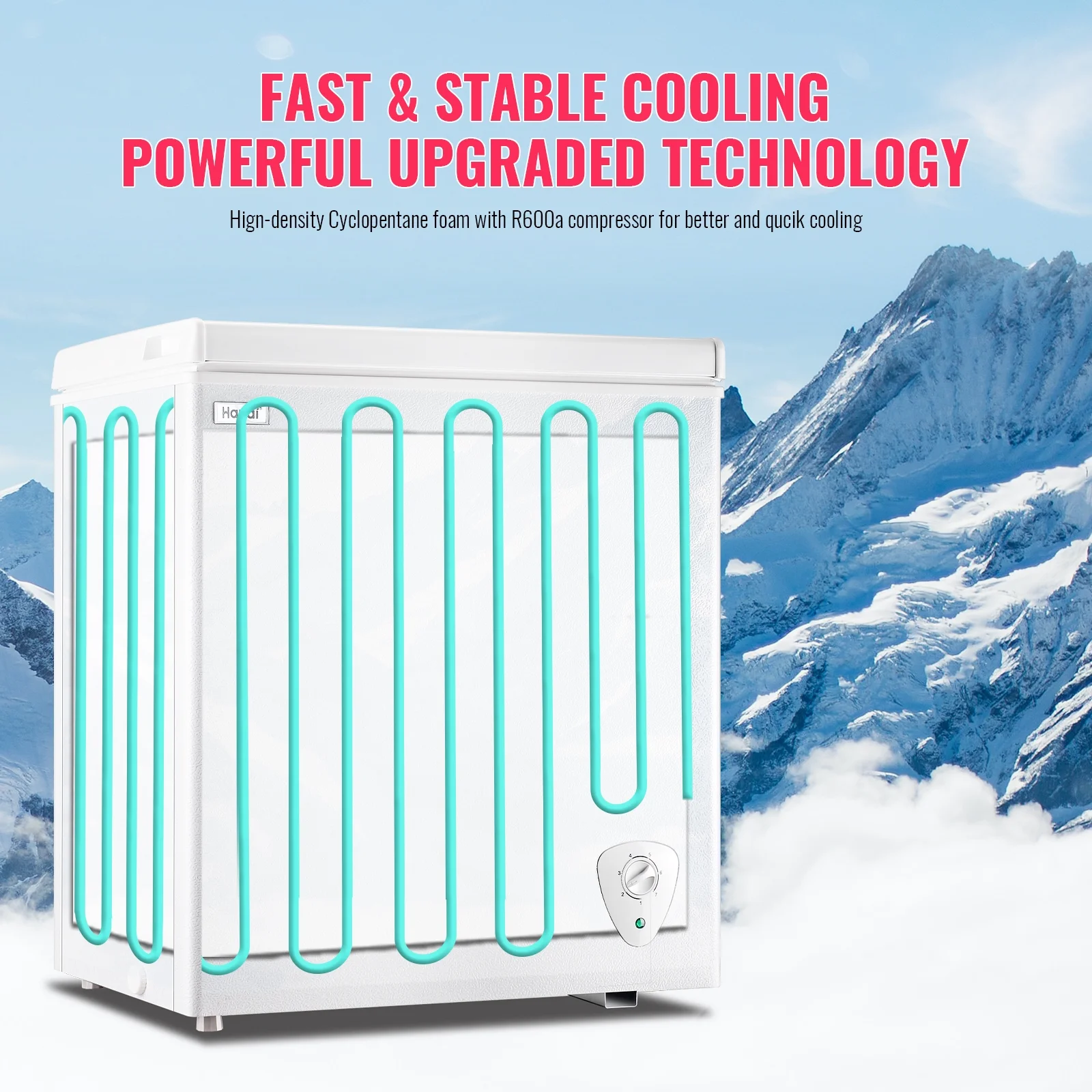 WANAI White Chest Freezer Small Deep Freezer 5.0 Cu.ft Fast Freezing Freezers with 7 Temp Control