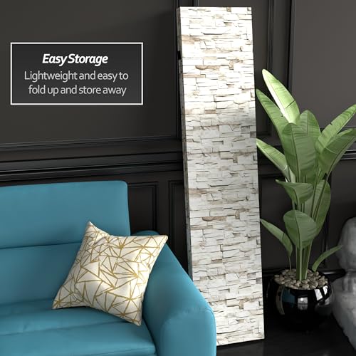 Red Lantern 6 ft. Tall Double Sided Black & White Brick Canvas Room Divider 3 Panel Freestanding Folding Privacy Screen, Partition, and Separator for Modern and Contemporary Bedroom, Home Office