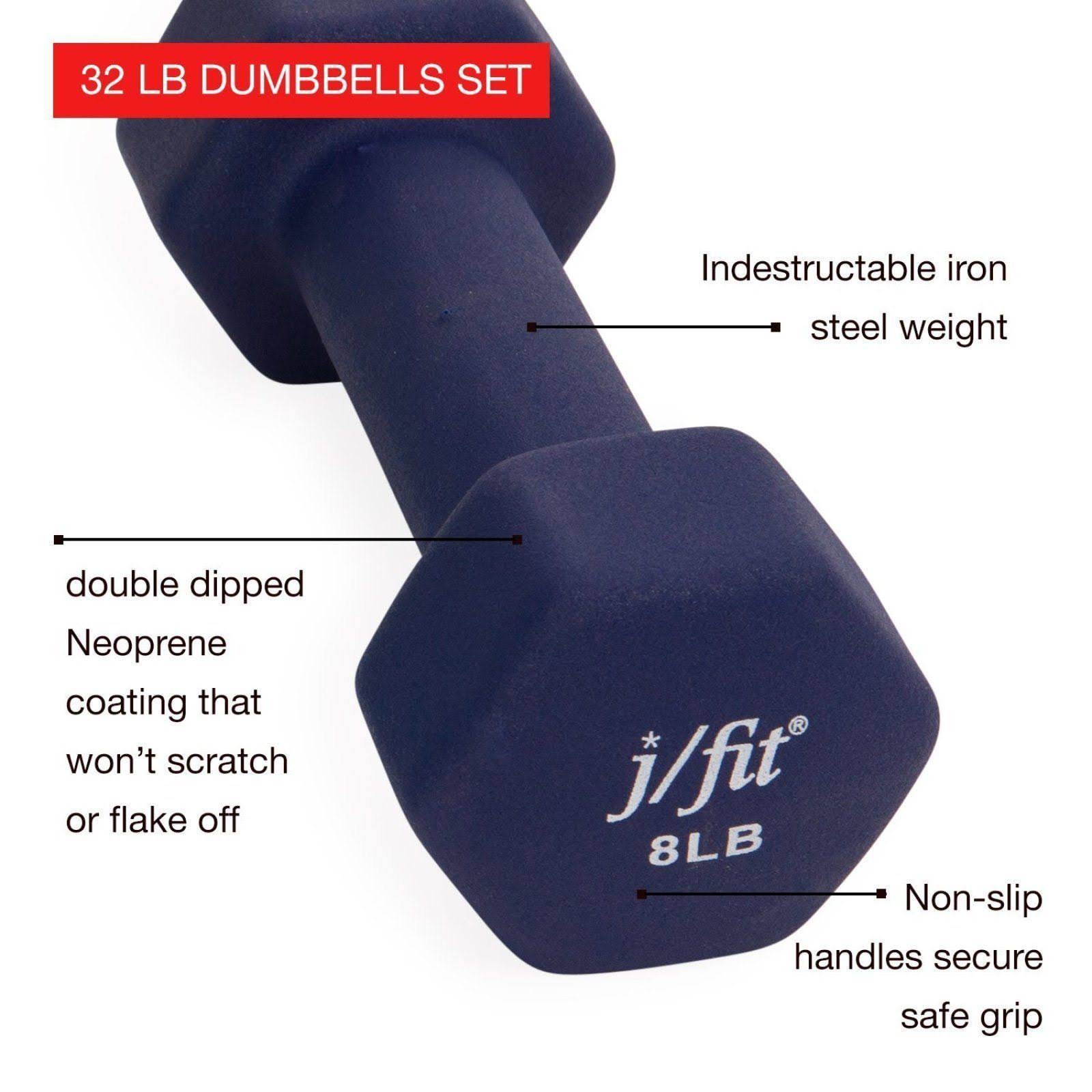 J/fit Dumbbell Set w/Durable Rack | Solid Design | Double Neoprene Coated