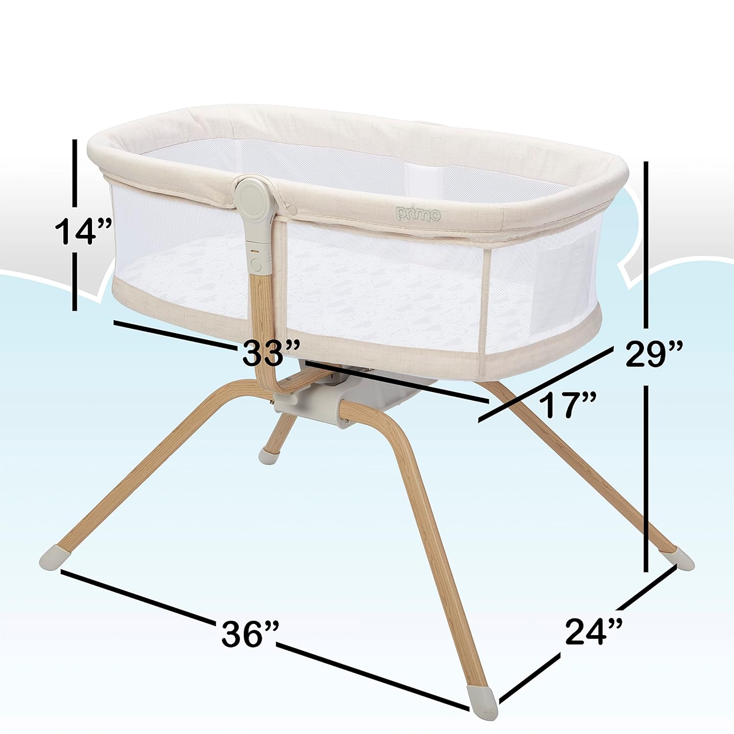 Primo Little Cloud Gliding Bassinet: Portable Folding Baby Bed with Removable Canopy, Travel Bag, and Mattress - Ideal Baby Bassinet, Lounger for Newborns, Bedside Sleeper, Perfect Travel Crib